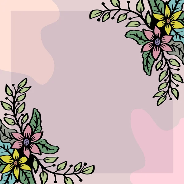 Floral Quadro Mão Desenho Ilustração — Vetor de Stock