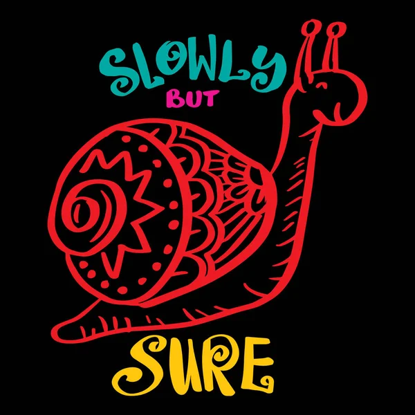 Slowly Sure Hand Lettering Cute Snail Poster Quote — Archivo Imágenes Vectoriales