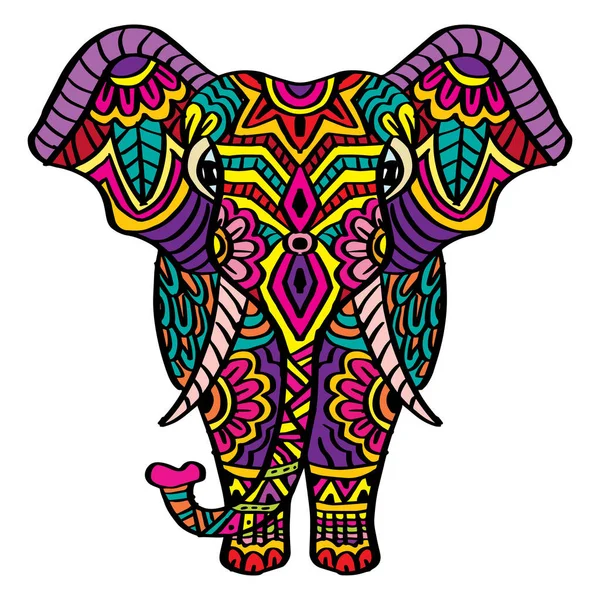 Hand Drawn Zentangle Elephant Illustration — Archivo Imágenes Vectoriales
