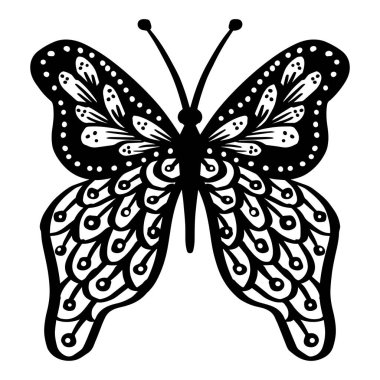 Beautiful butterfly zentangle stylized. Illustration of decorative.