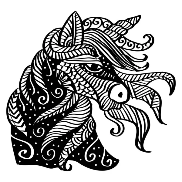 Hand Drawing Horse Head Zentangle Style — Stock Vector