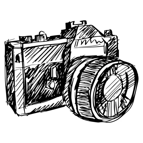 Hand Drawn Illustration Vintage Camera — Stockvector