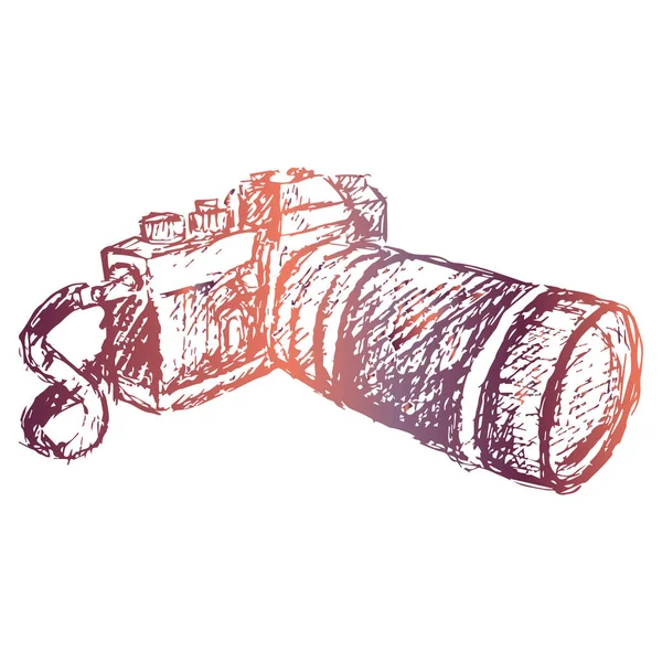 Hand Drawn Illustration Vintage Camera — Vector de stock