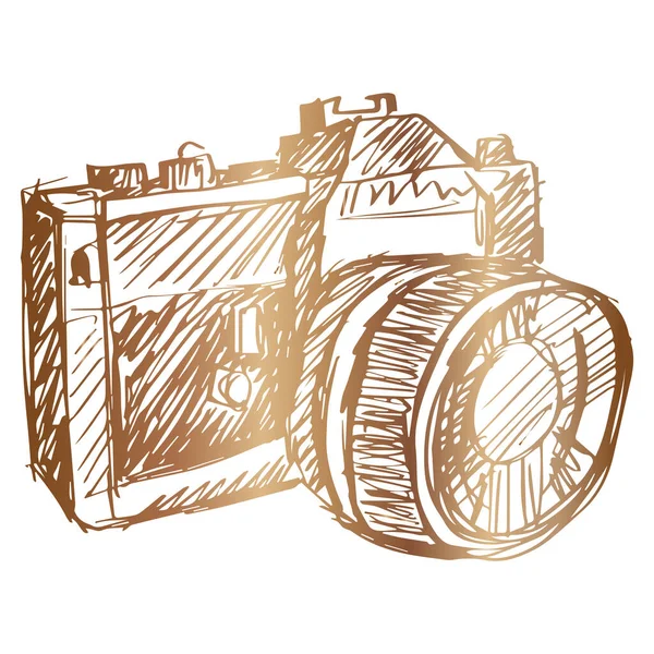 Hand Drawn Illustration Vintage Camera — 스톡 벡터