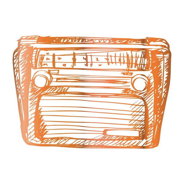 Hand Drawn Illustration Vintage Radio —  Vetores de Stock