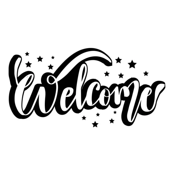 Welcome Word Hand Lettering Stars — ストックベクタ