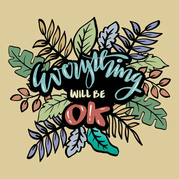 Everything Hand Lettering Floral Element Poster Quotes — Stockvector