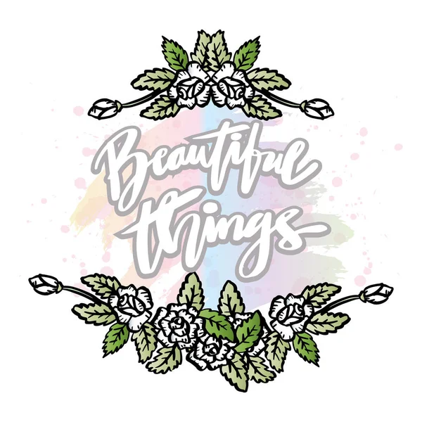 Beautiful Things Hand Lettering Poster Quotes — Vector de stock