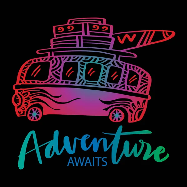 Adventure Awaits Lettering Travel Quotes — Stockový vektor