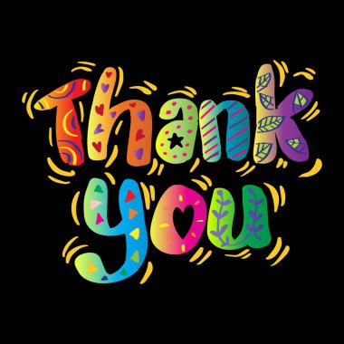 Thank you typography lettering decorative. Greeting card concept.