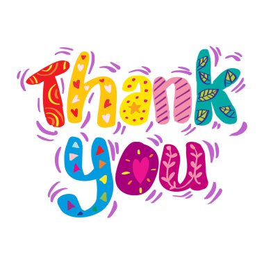 Thank you typography lettering decorative. Greeting card concept.