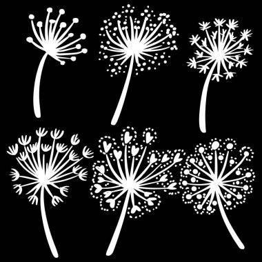 Set of doodle dandelions illustration