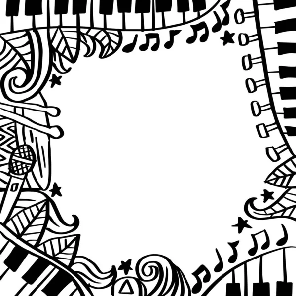 Doodle Drawing Music Frame Background — Stok Vektör