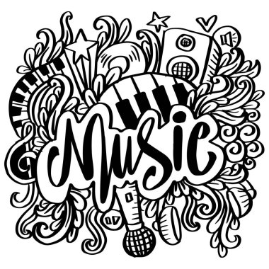  Hand drawn doodles music illustration