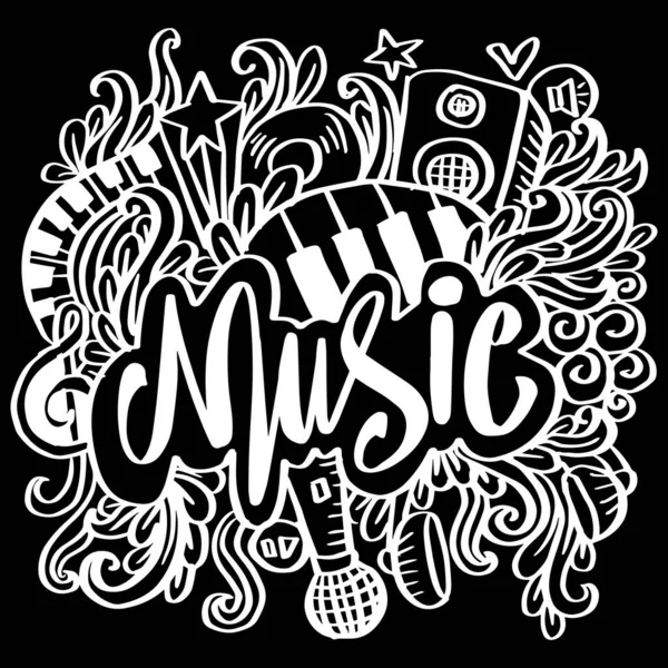 Hand Drawn Doodles Music Illustration — Wektor stockowy