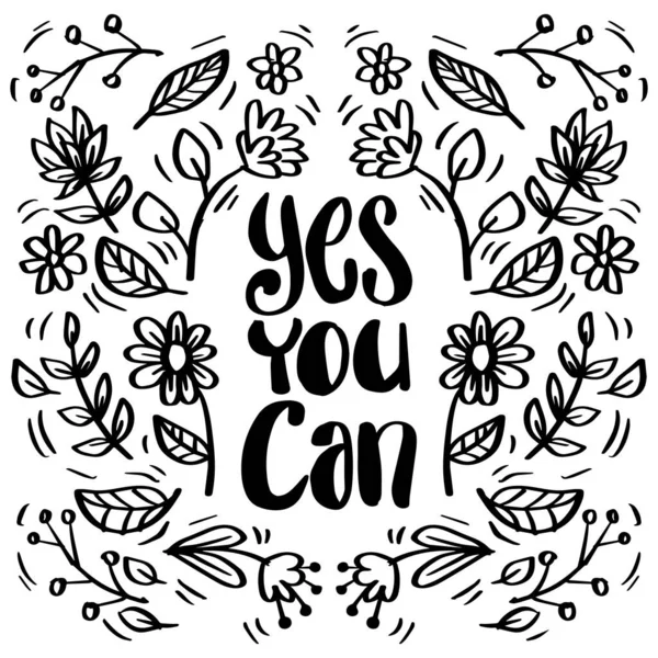 Yes You Can Hand Lettering Poster Quotes — Vector de stock