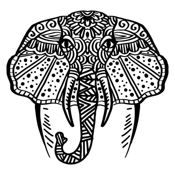 Fil kafası zentangle el çizimi çizimi.