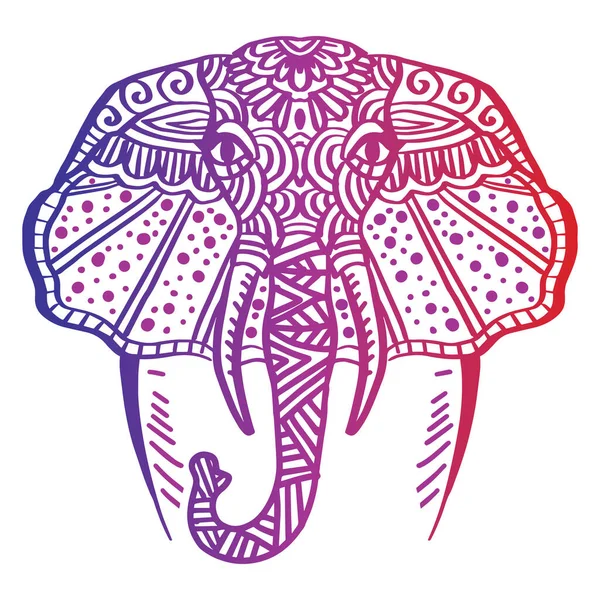 Elefante Cabeza Garabato Zentangle Dibujo Mano Ilustración — Archivo Imágenes Vectoriales