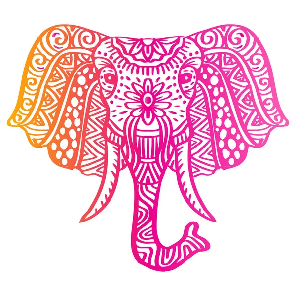 Elefante Cabeza Garabato Zentangle Dibujo Mano Ilustración — Archivo Imágenes Vectoriales
