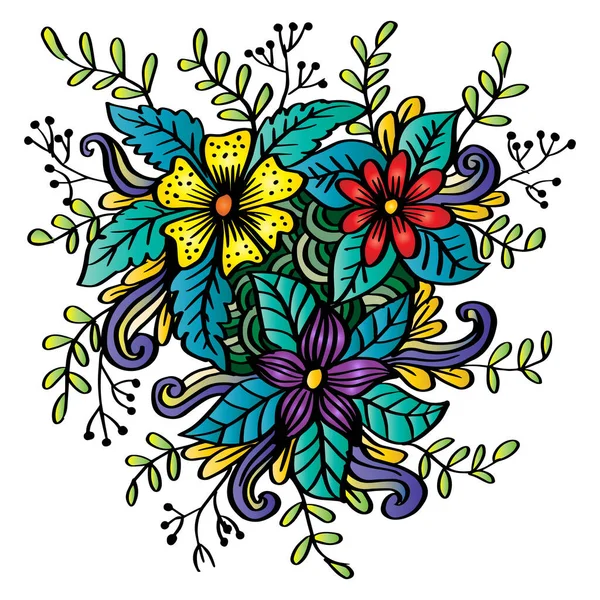 Doodle Τέχνη Λουλούδια Zentangle Floral Εικονογράφηση — Διανυσματικό Αρχείο