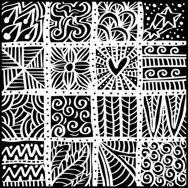 Doodle Padrão Ornamento Floral Abstrato —  Vetores de Stock