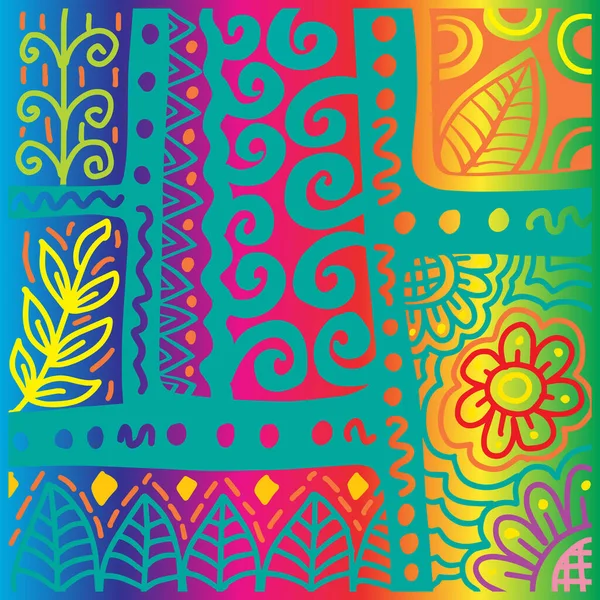 Doodle Patrón Ornamento Floral Abstracto — Vector de stock