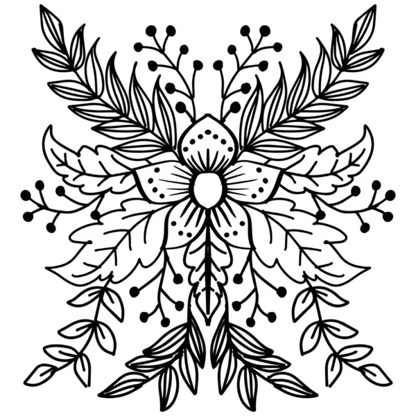 Doodle Arte Flores Zentangle Ilustração Floral — Vetor de Stock