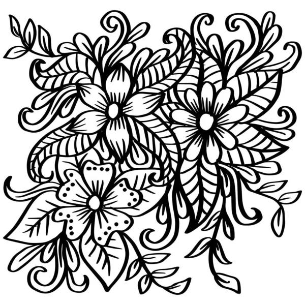 Doodle Arte Flores Zentangle Ilustração Floral — Vetor de Stock