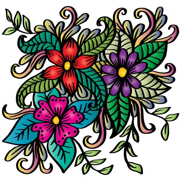 Doodle Arte Flores Zentangle Ilustração Floral — Vetor de Stock
