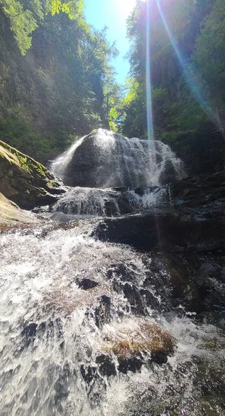 Waterfall Sunlight Sun Beams — Foto de Stock