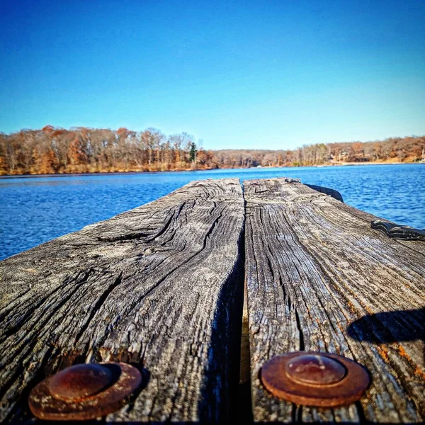 Old weathered dock at the lake