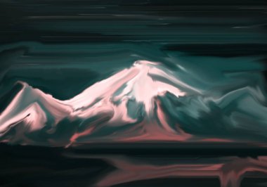 abstract painting, nature painting, mountain painting, Abstract impressionism. landscape. Modern painting. Hand drawn illustration.