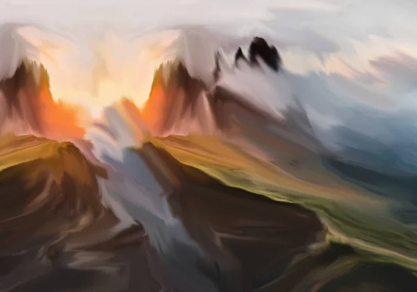 Abstract Painting Nature Painting Mountain Painting Abstract Impressionism Landscape Modern — Stockfoto