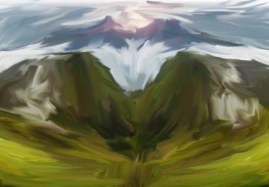 abstract painting, nature painting, mountain painting, Abstract impressionism. landscape. Modern painting. Hand drawn illustration.