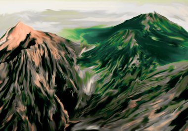 Abstract fluid painting depicting beautiful scenery. and play with your imagination