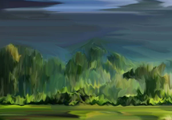 Abstract Painting Landscapes Various Natures Mountains Play Your Imagination — Photo