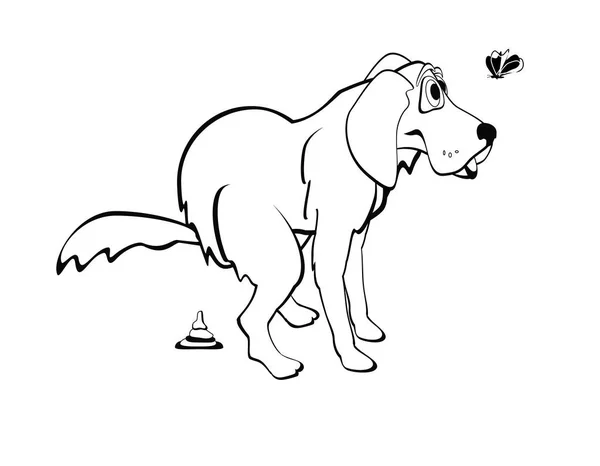 Boyama kitabı için kakalı köpek, evcil hayvan illüstrasyonu, oyun kartı, komik hayvanat bahçesi
