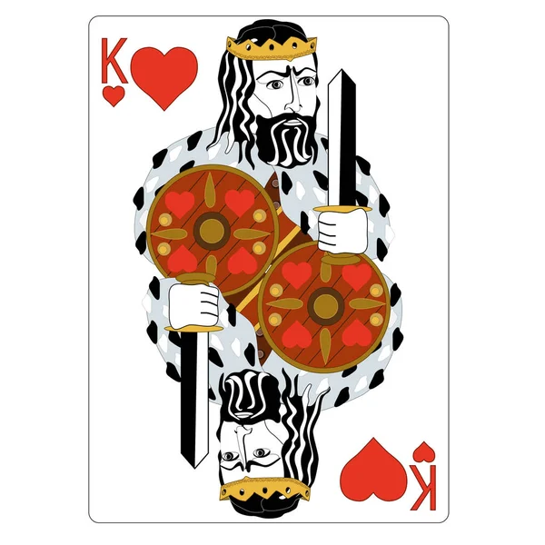 Spel Kaart Koning Van Thr Harten Illustratie Monster — Stockvector