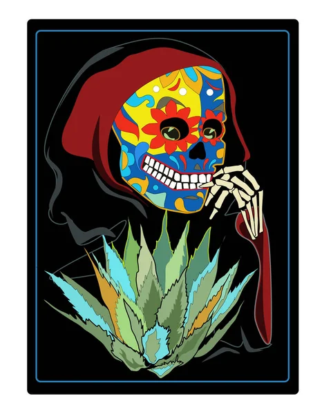 Day of the Death composition. Illustration for wallpaper, card, book, poster, magazine. Reversed reality. 