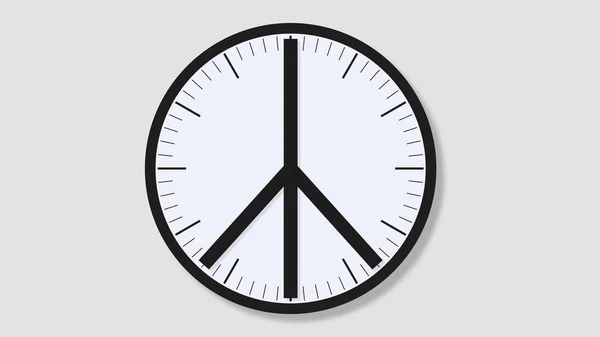 Mírové Znamení Hodinovém Obličeji Čas Zastavit Válečný Koncept — Stock fotografie