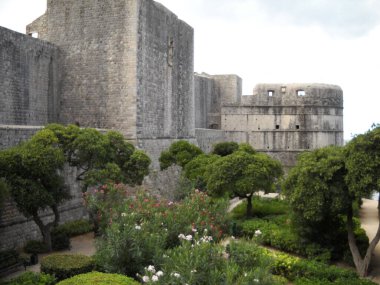 Grey stone city walls of Dubrovnik, HR
