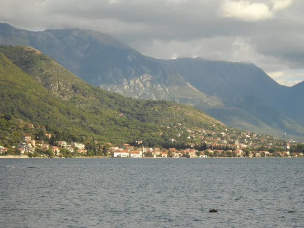 Low Clouds Hills Kotor Bay — Fotografia de Stock