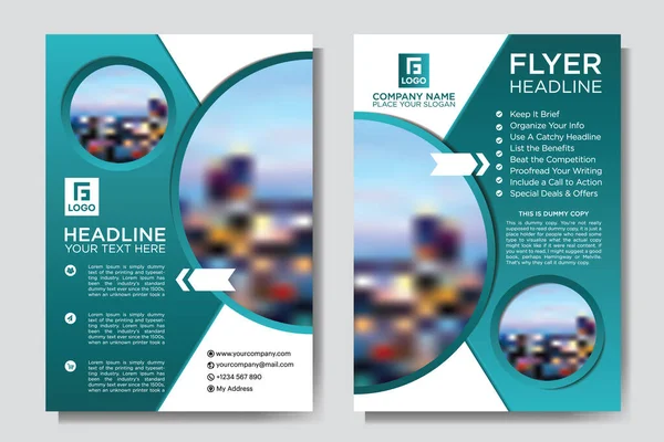 Flyer Business Template Aqua Color Layout Cover Brochure Annual Report — Vetor de Stock