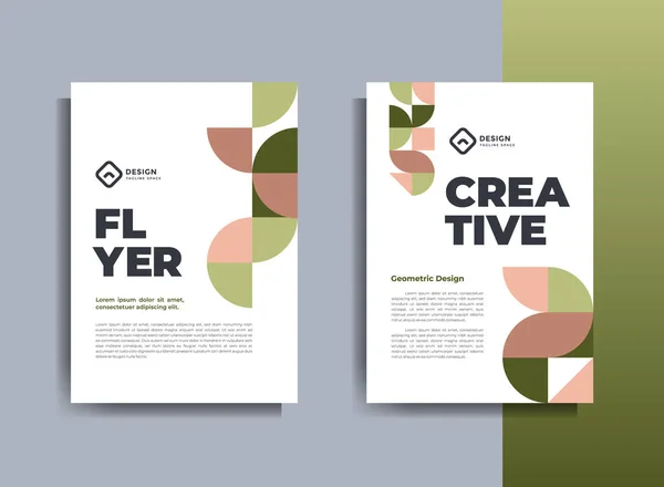 Flyer Brochure Design Template Business Cover Geometric Theme Circles Green — Vettoriale Stock