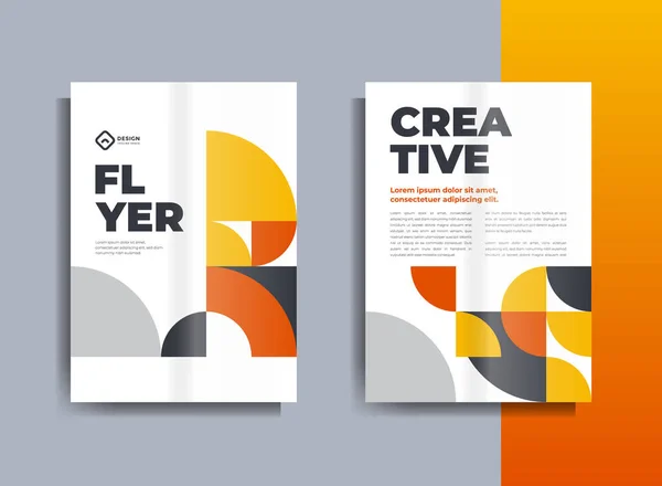 Flyer Brochure Design Template Business Cover Geometric Theme Circles Orange — ストックベクタ