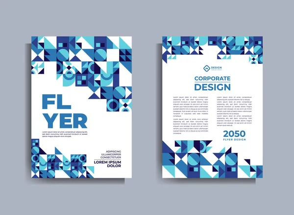 Flyer Brochure Design Template Business Cover Geometric Theme Circles Blue — ストックベクタ