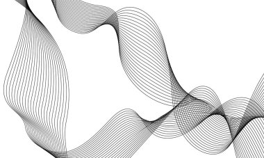 Abstract template background with wave design. Digital frequency track equalizer. Stylized line art background. Black wave with lines created using blend tool. Vector Illustration