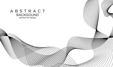 Abstract template background with wave design. Digital frequency track equalizer. Stylized line art background. Black wave with lines created using blend tool. Vector Illustration
