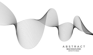 Abstract template background with wave design. Digital frequency track equalizer. Stylized line art background. Black wave with lines created using blend tool. Vector Illustration