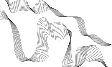 Abstract template background with wave design. Digital frequency track equalizer. Stylized line art background. Black wave with lines created using blend tool. Vector Illustration